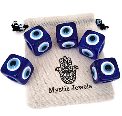 5 Units - Turkish Eyes for Hanging - plastic against the Blue and White Evil Eye, Lucky Amulet, Wall Decoration (Cube)