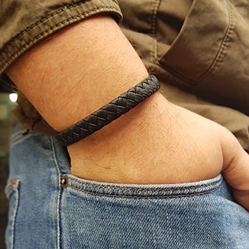 MYSTIC JEWELS By Dalia - Stainless Steel Magnetic Men's Leather Bracelet (MB19)