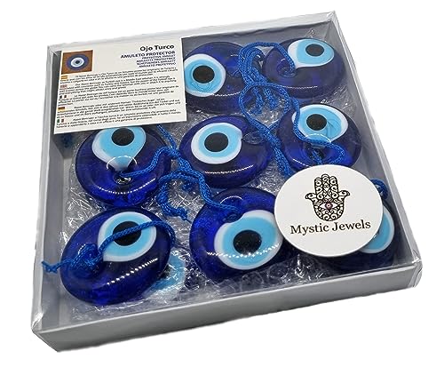 Turkish eye to hang, crystal against blue evil eye, for good luck, 4cm in diameter with hole and thread, nazar boncuk, evil eye (18)