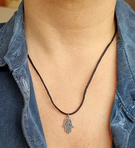 MYSTIC JEWELS - Hand of Fatima (Hamsa) pendant for good luck and evil eye, women and men, gift (Model 3)